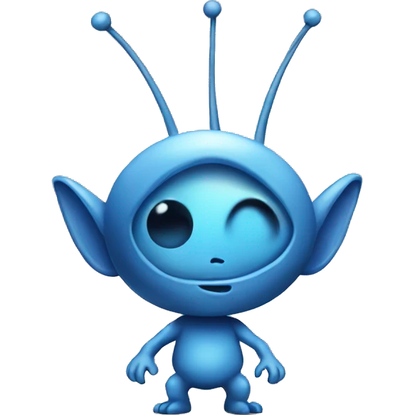 Blue tiny alien with antenna  emoji