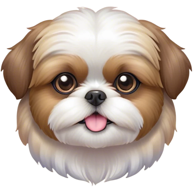 Cinematic Cute Shih Tzu Portrait Emoji, Head playfully tilted with large, sparkling eyes and a fluffy, endearing fur in gentle, pastel tones, simplified yet irresistibly charming, highly detailed, glowing with a warm, cuddly radiance, high shine, radiating affectionate and joyful energy, styled with a soft, playful outline, capturing the essence of a cute Shih Tzu that seems destined to charm everyone in its path! emoji