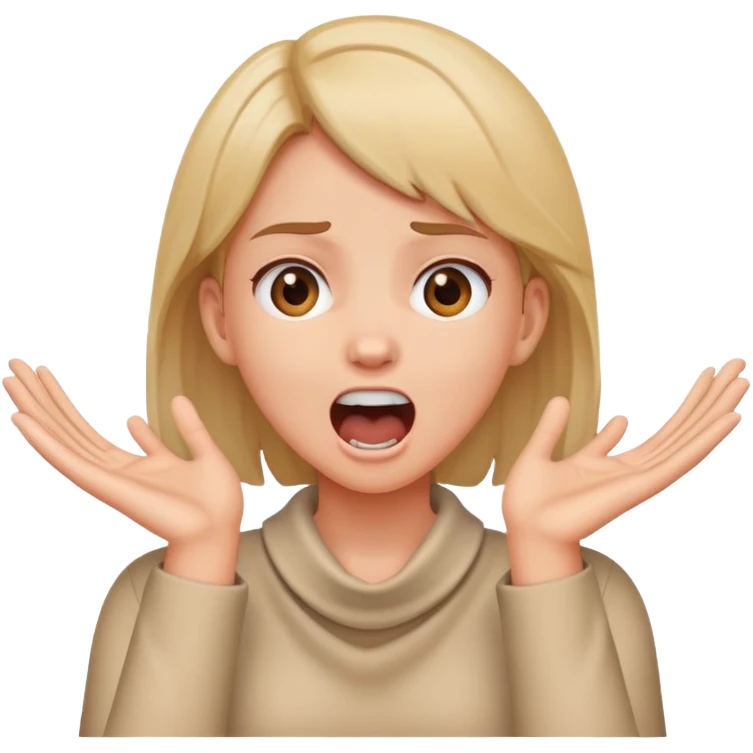 Girl with hands crossed with hands around her neck screaming emoji