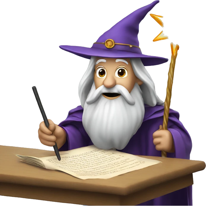 Wizard with a magic wand editing a document  emoji