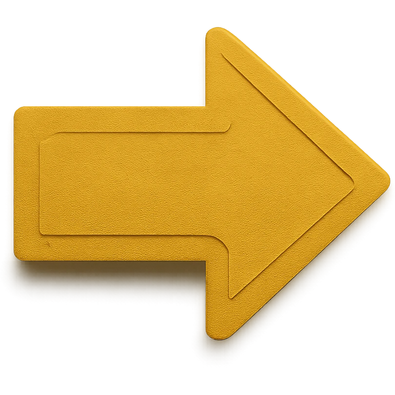 An arrow icon pointing to the right in paper craft style, colored in dark yellow, with no background (transparent). emoji