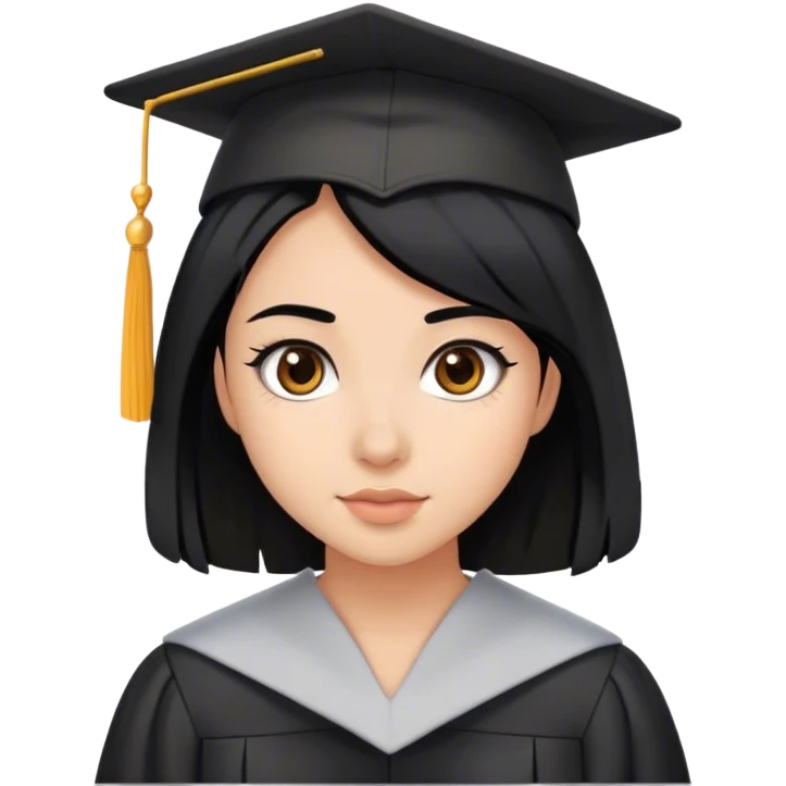 Girl who graduated, black hair, medium skin, brown eyes emoji