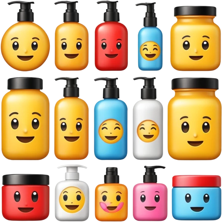 emoji of beauty products with brand labels emoji
