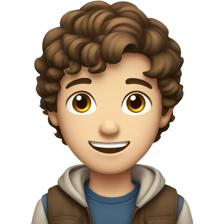cute teenage boy brown hair brown eyes tan cute smile emoji