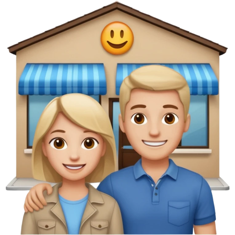  two characters + shop building emoji