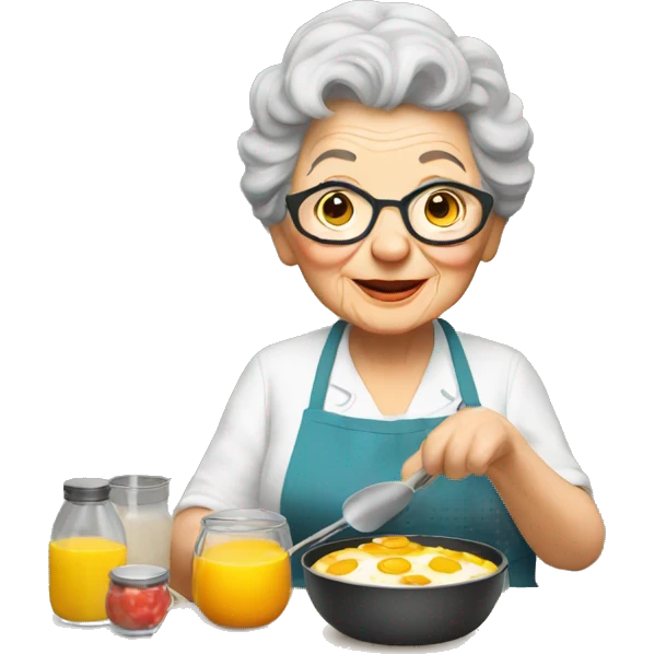 Granny cooking a breakfast emoji