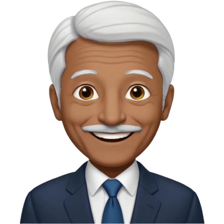 70 yr old man, thin white hair, pakistani, business suit, big smile, dark skin, no facial hair
 emoji