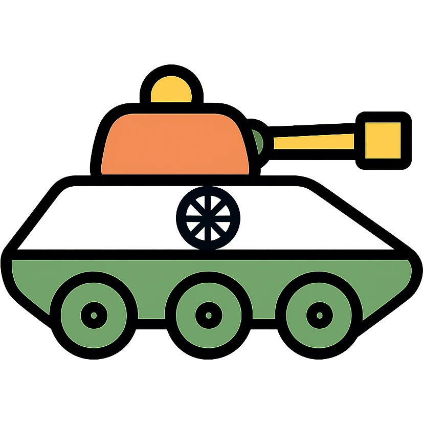 Indian Army tank with orange, white, and green colors emoji