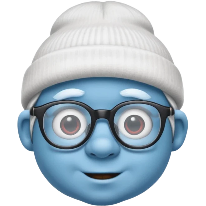 smurf with glasses white beanie emoji