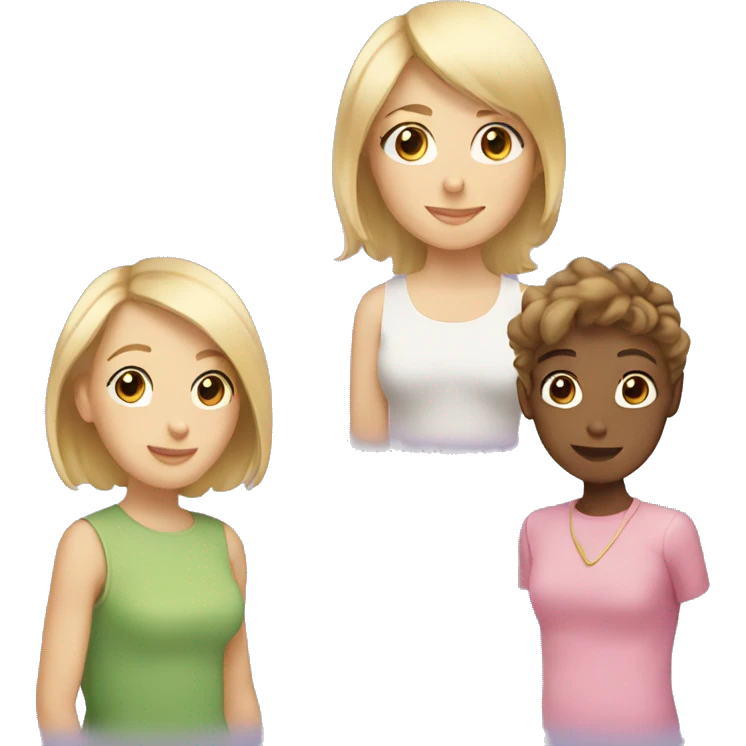 3 best friends, one with brown short hair, one with blond long hair and one with blonde short hair  emoji