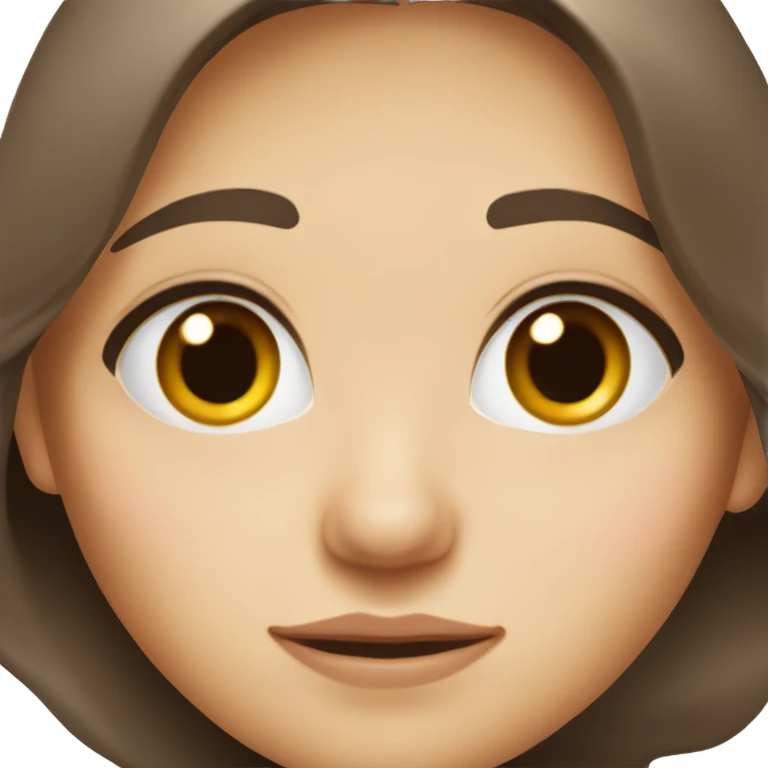 a brunette girl with brown eyes and fair skin, long hair and a mole above her lip emoji