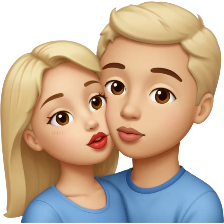 Kisses on the cheek and kisses on the eye with affection and cuteness emoji