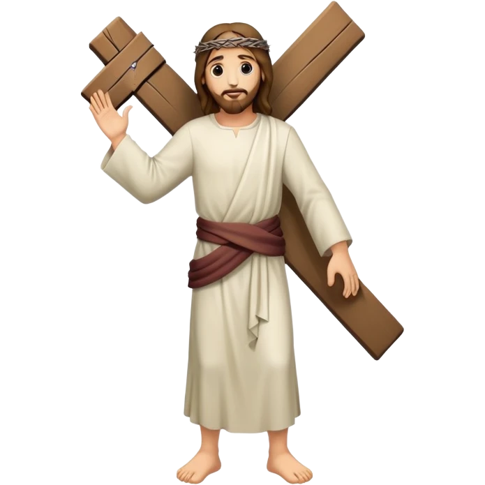 Jesus carrying the cross, fullbody, simplified emoji
