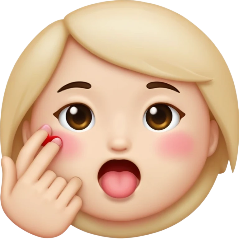 Cute blushed iphone emoji finger inside mouth emoji