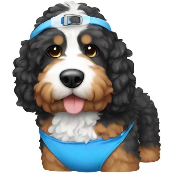 Bernedoodle in swimming suit emoji