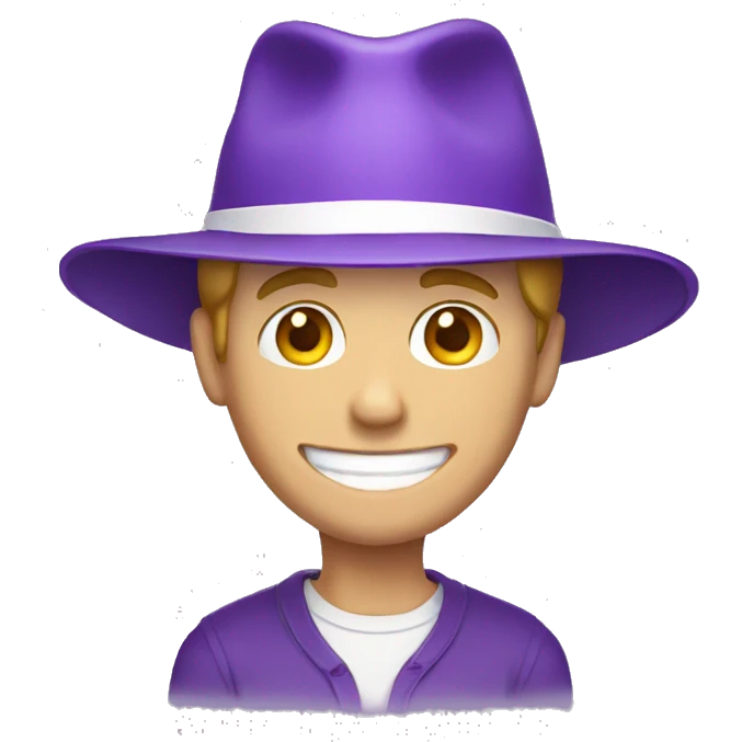 purple hat white guy smiling emoji