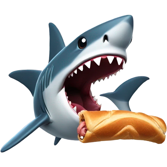 A shark eating a sausage roll emoji