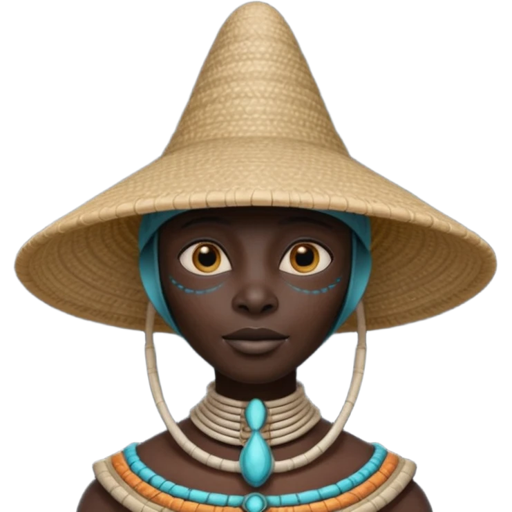ancient alien with conical hat, black, half body emoji