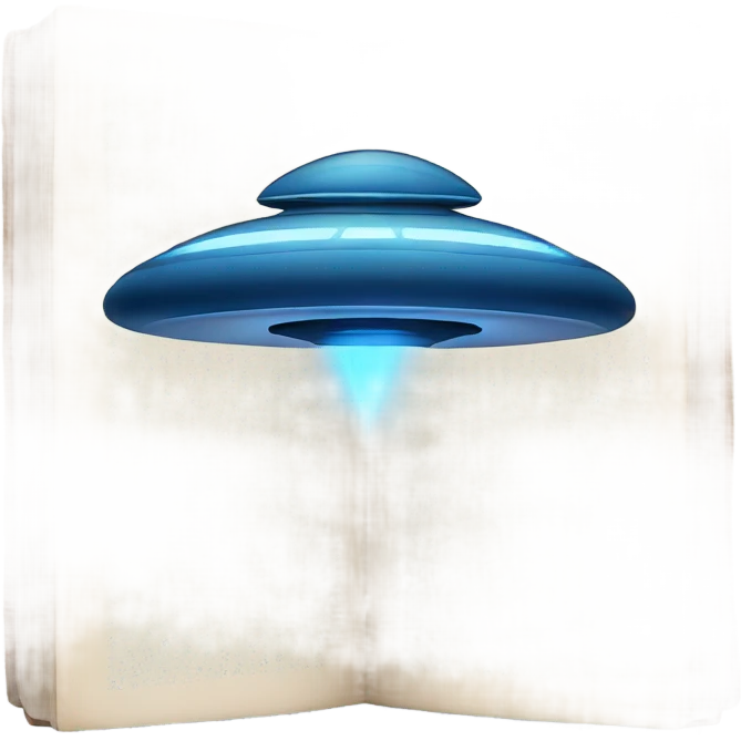 blue book with ufo on the cover emoji