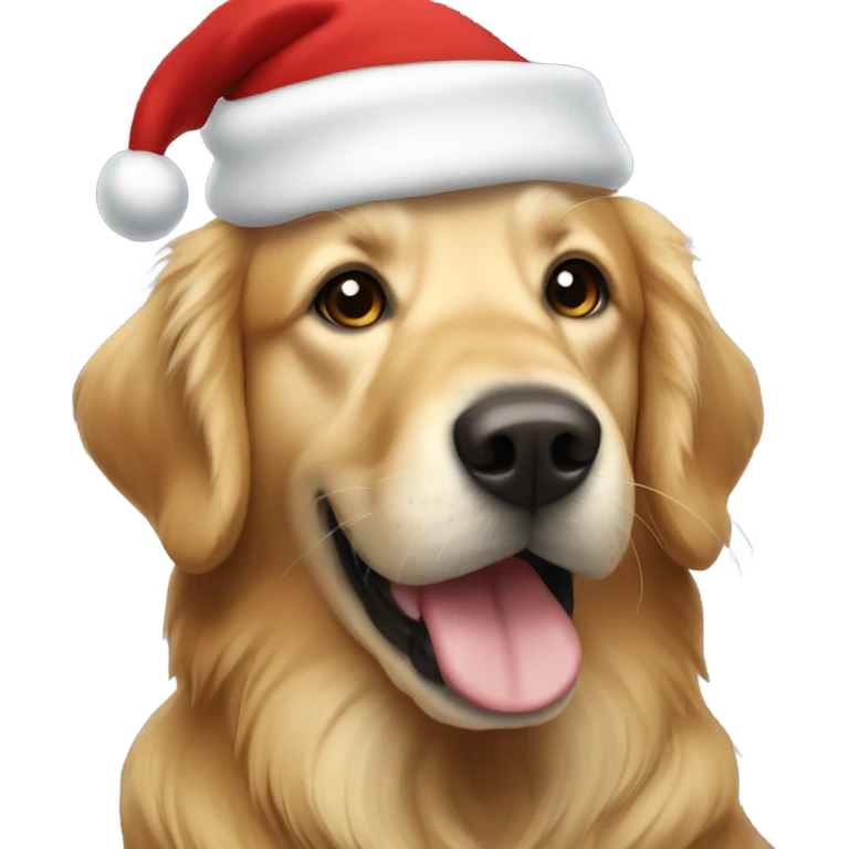golden retriever wearing a santa hat emoji