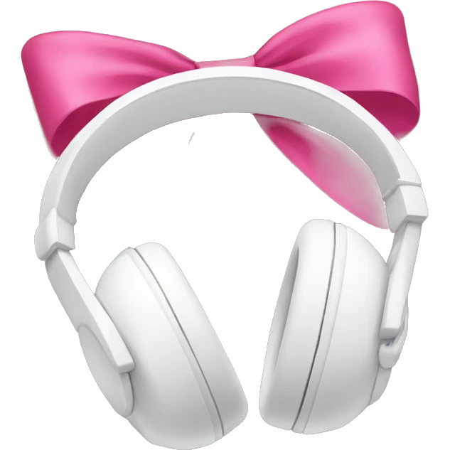 White headphones with pink bow emoji