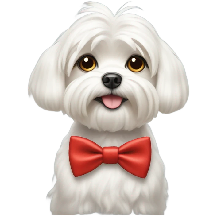 Maltese dog with red bowtie emoji