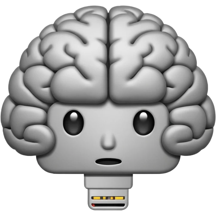 brain emoji with a low battery logo emoji