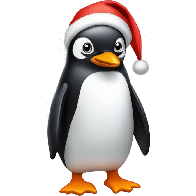 penguin with santa claus’ hat  emoji