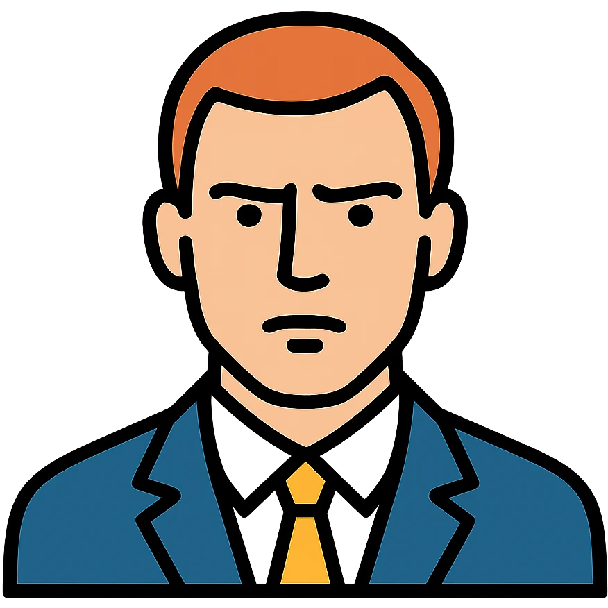Simple portrait of serious man with short hair in a suit emoji