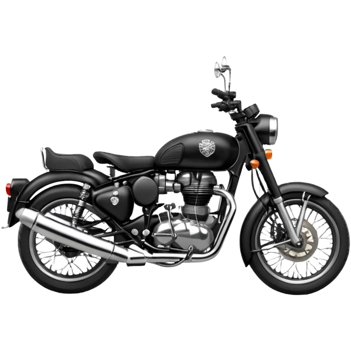 Black royal Enfield with white logo facing right side emoji