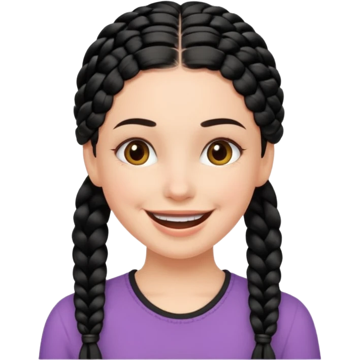 white girl full black braids emoji