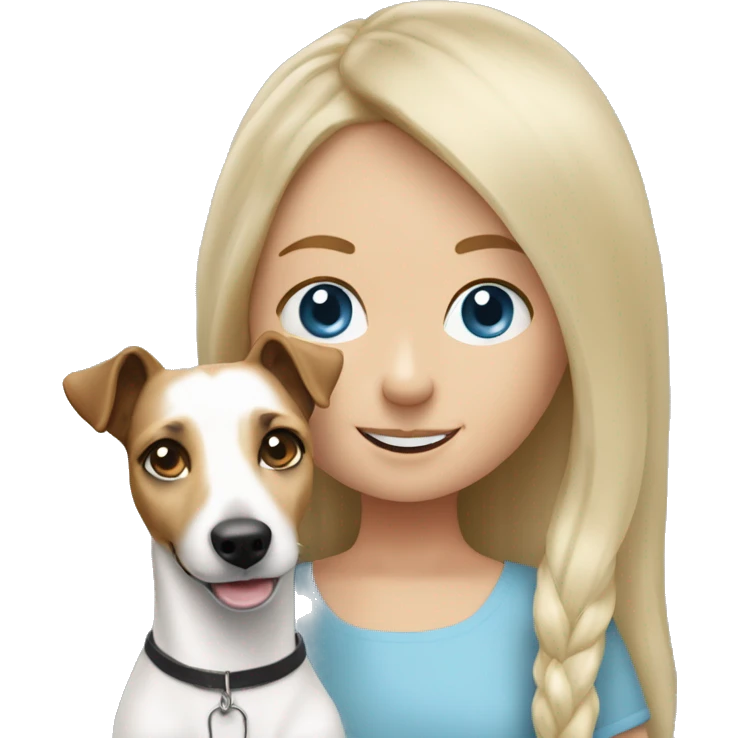 jack russel and girl , blue eyes, with flowing blond hair emoji