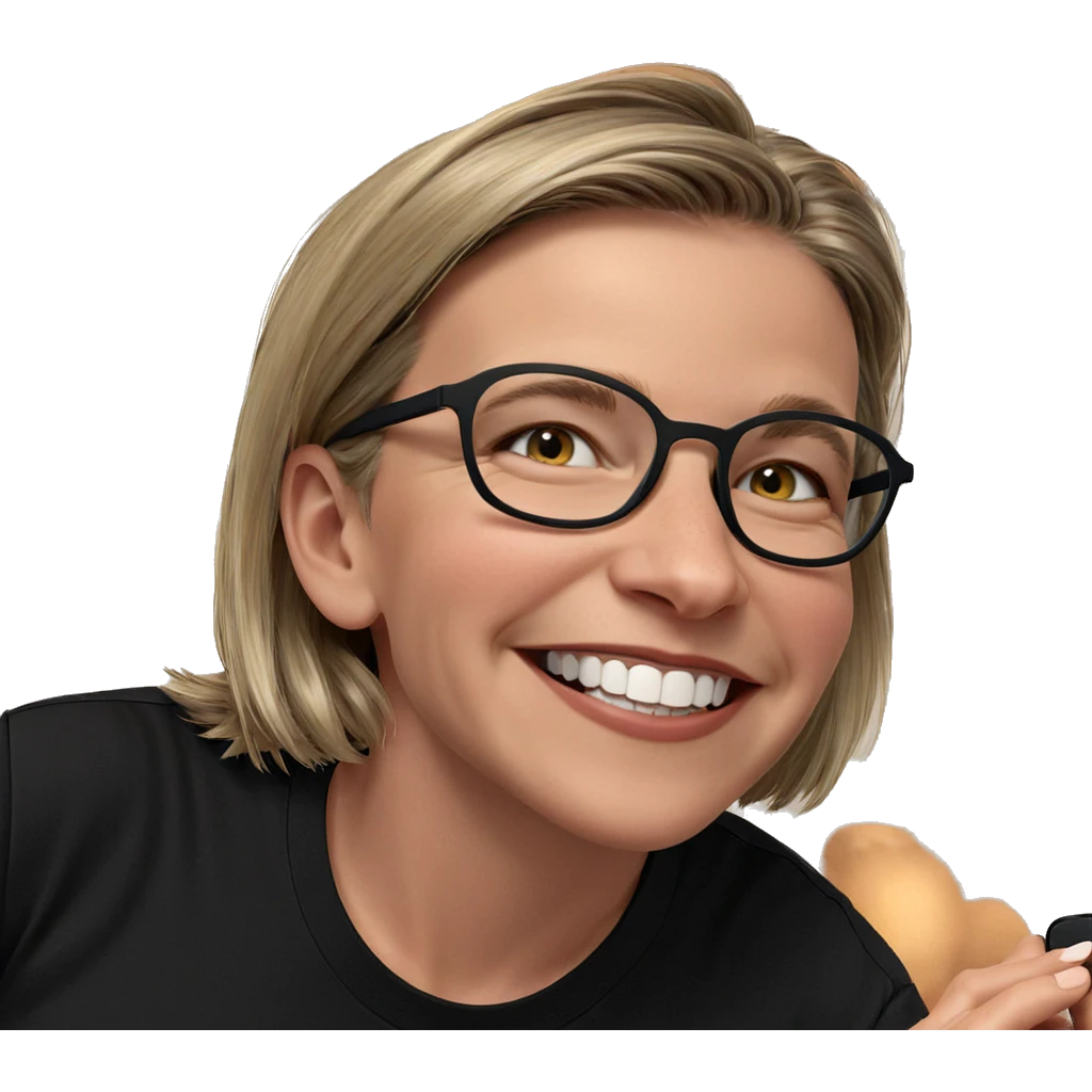 smiling girl in black shirt emoji