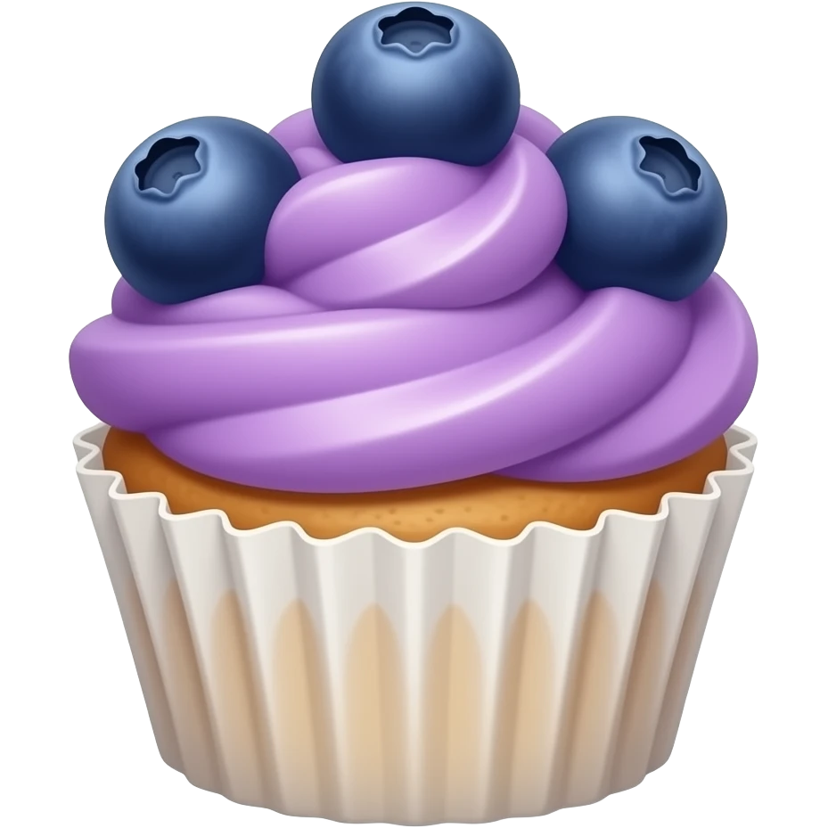 Cupcake with purple icing and blueberrys emoji