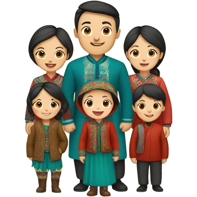 kazakh family photorealistic emoji