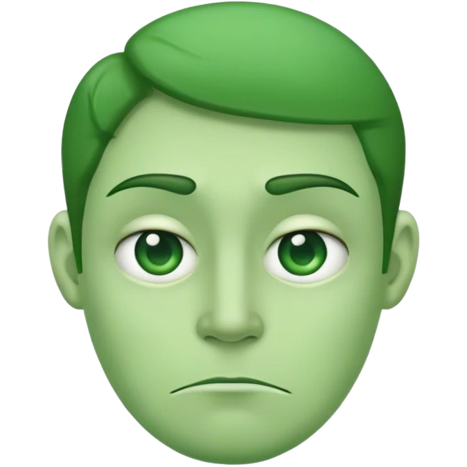 Green face half frown  emoji