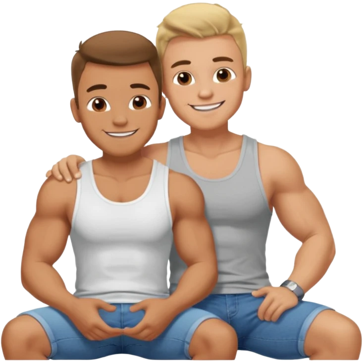 Gay man bouncing on another gay man’s lap emoji