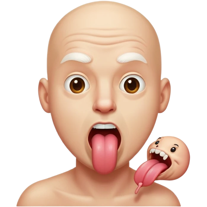 White bald guy with his tongue out with slobber emoji