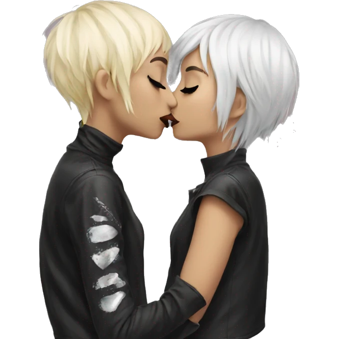 two emo women kissing, beautiful, aesthetic emoji