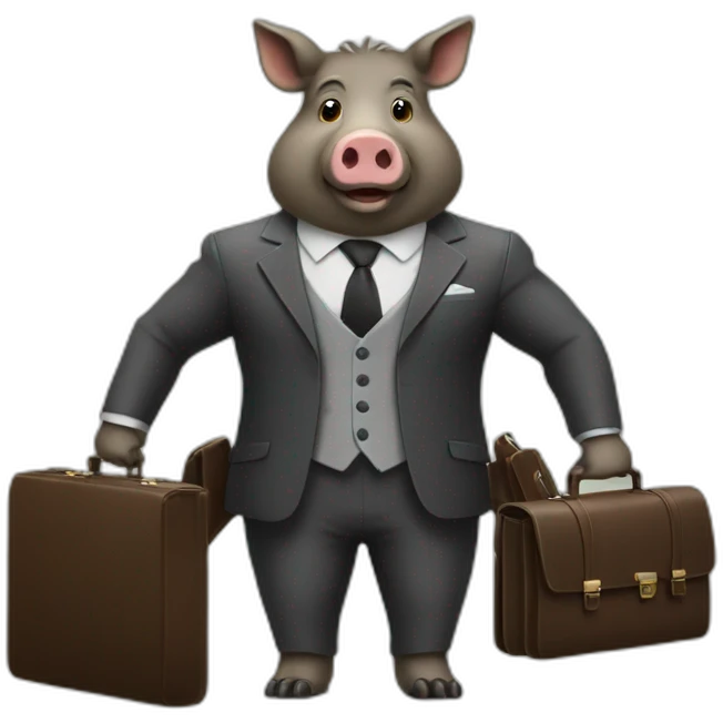 a business boar in a suit with a briefcase emoji