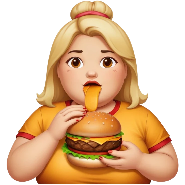 fat girl eating burger emoji