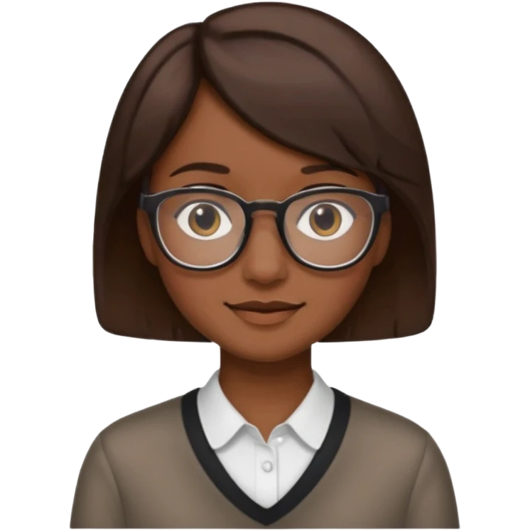 A person emoji with glasses and small smile with short brown hair🤓🙁🧑🏽 emoji