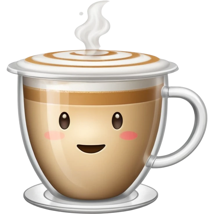 plastic cappuccino cup with lid, clear modern style emoji