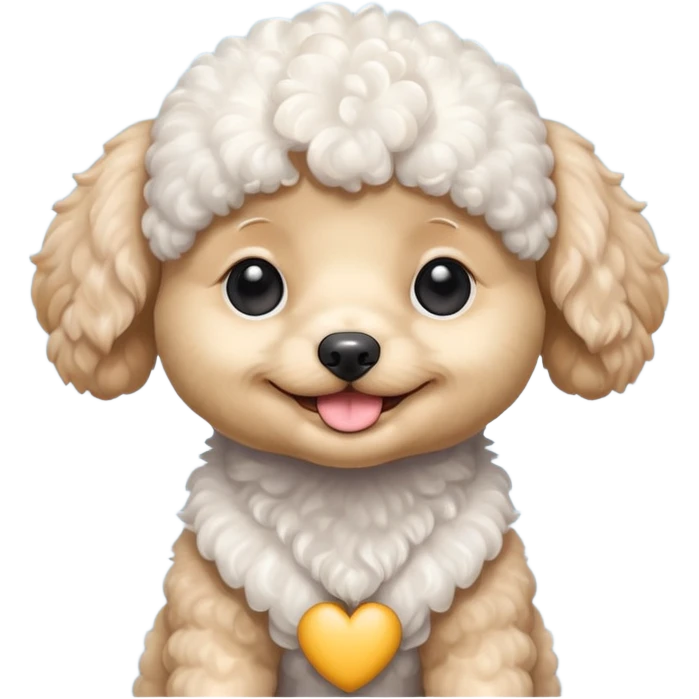 smile, baby white toy Poodle,only face  emoji