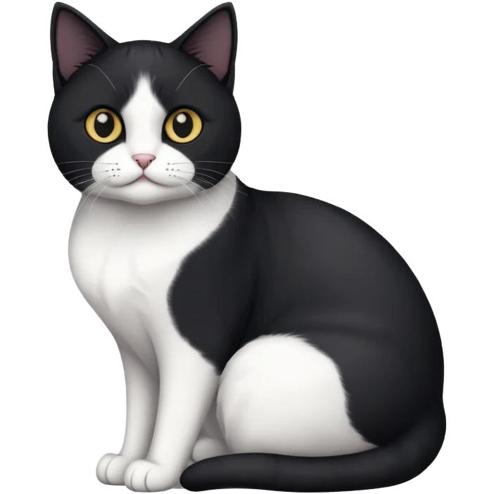 Black and white Devon cat sitting emoji