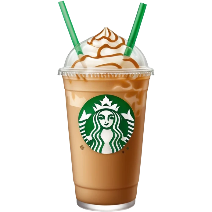 Starbucks iced latte in clear cup with green logo and straw emoji