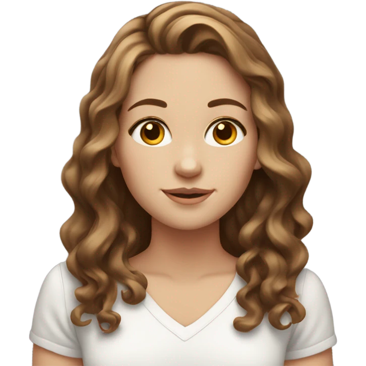 White girl with wavy brown highlighted hair emoji