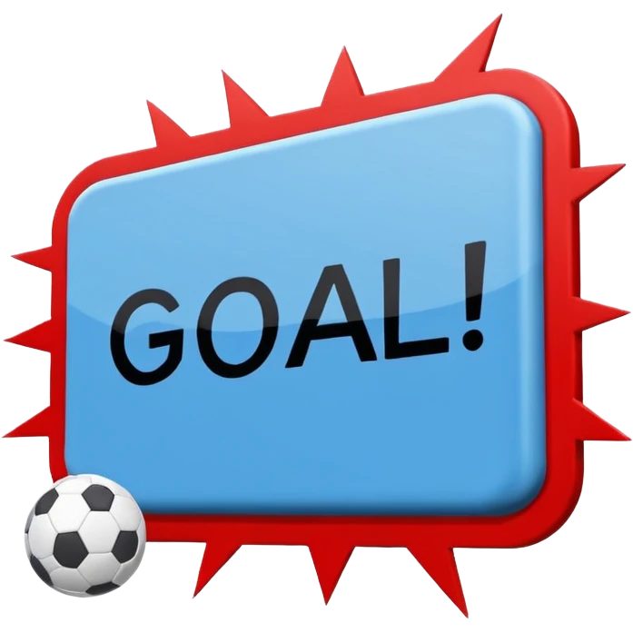 Word “Goal” sign comic style blue (#00A3E0) and red (#F9423A)  emoji