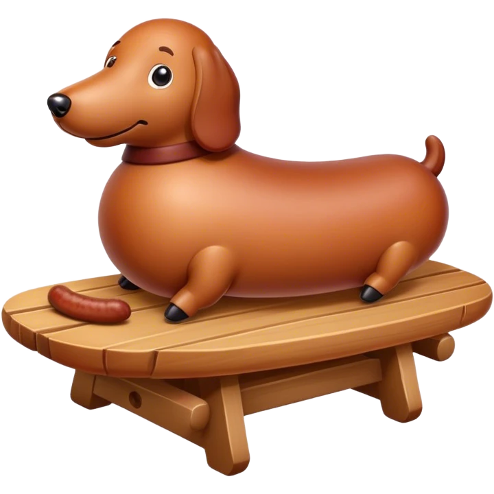 A sausage riding a table emoji