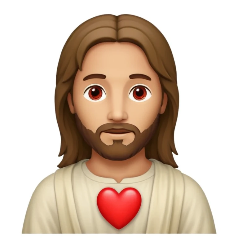 Jesus Cristo com um coração vermelho no peito  emoji